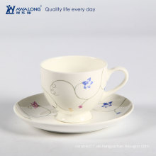 Restaurant Geschirr dünne Porzellan Tasse Platte Set / weiße elegante Bone China Cup und Untertasse